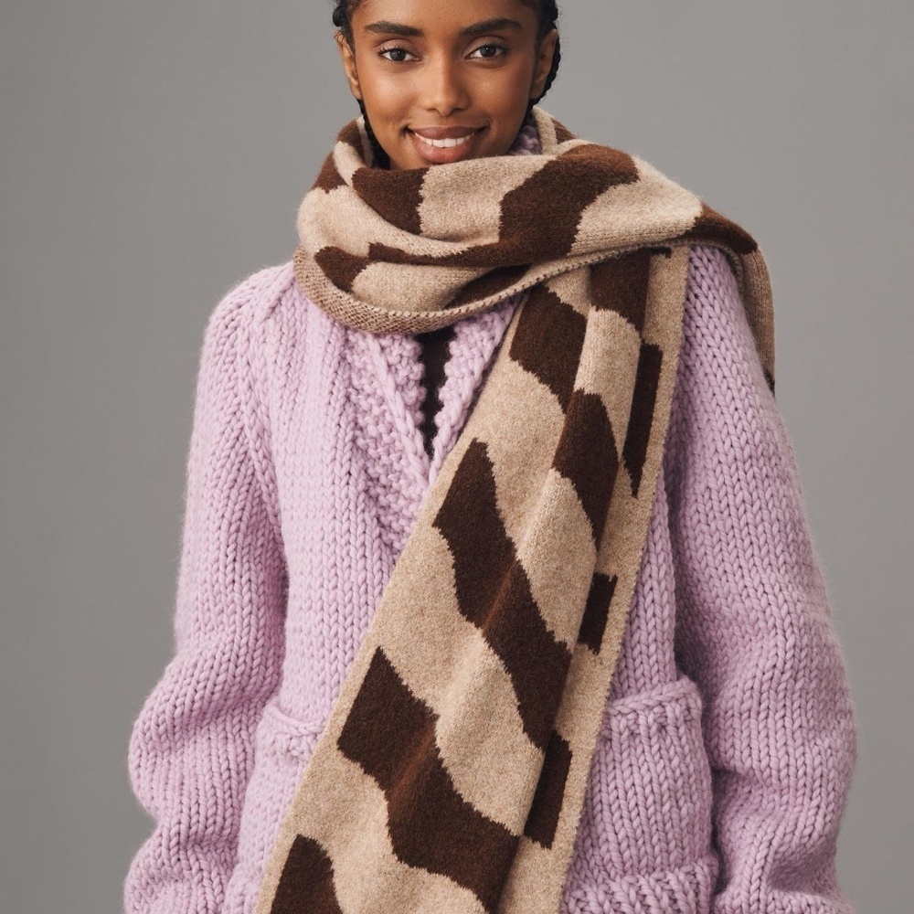NWT Anthropologie Mariel Brown Knit Scarf